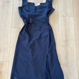 Banana Republic Navy Pinstripe Midi Dress